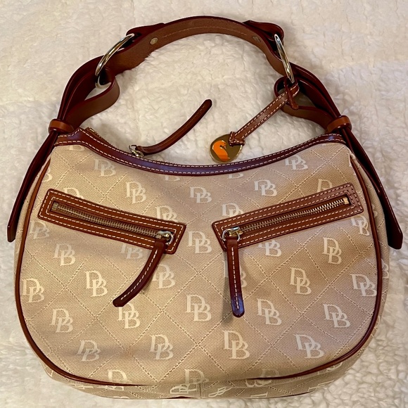 Dooney & Bourke Bags Dooney Bourke Gold Canvas Shoulder Bag With